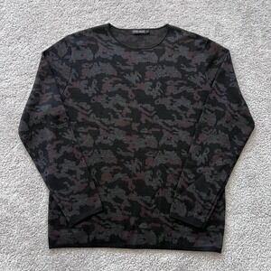 Antony Morato Wool‎ Blend Camo Sweater Mens Large Black Gray Crewneck Pullover